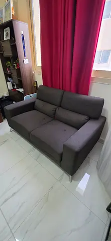 Compact 2-Seater Gray Fabric Sofa in Good Condition