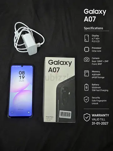 Samsung Galaxy A07 - 64GB, 4GB RAM, Boxed with Charger under warranty