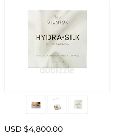 LUXURY SKIN CARE. Stemtox Hydra silk Moisturizer- New- Sealed