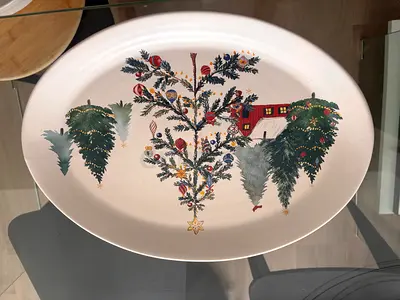 Large Ceramic Christmas Serving Platter with Tree Design