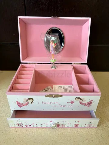 Fairies Pink Lined Wooden Musical Jewellery Box BRAND NEW IN BOX