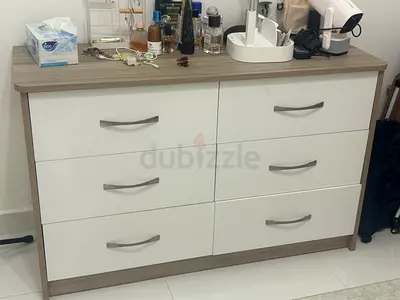 6-Drawer Modern Dresser / Chest in White and Oak Finish