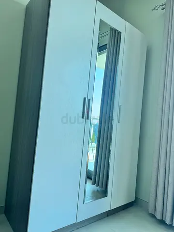 White 3 Door Wardrobe with Mirror - Good Condition