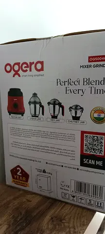 Ogera Mixer Grinder with 4 Jars (New in Box)