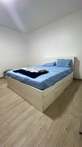 White wooden storage bed with drawers - single/queen (depends on buyer)
