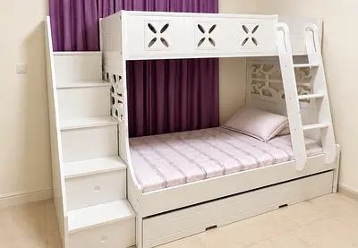 Bed with Mattresses  Dressing Table