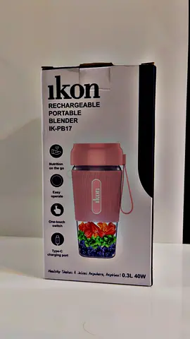 Ikon Rechargeable Portable Blender IK-PB17 - Pink, 0.3L