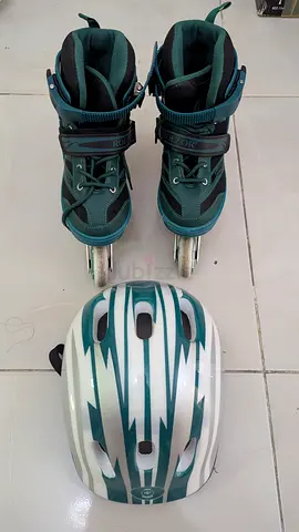 Size 35-38 | Pair of inline roller skates - adjustable size, teal/black