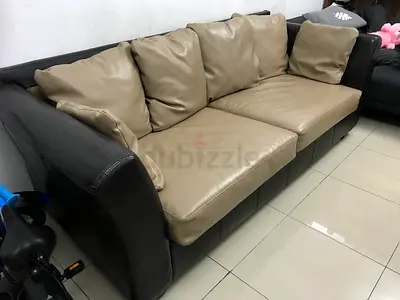 3-seater brown leather sofa in good condition