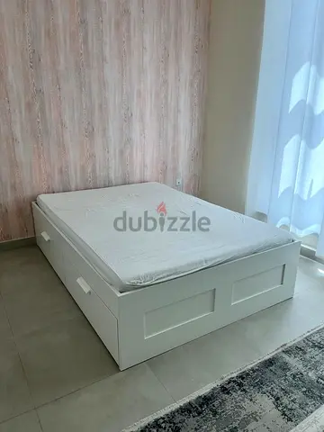 Ikea white bed with storage and mattres 140x200
