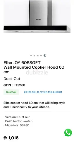 Elba JOY 60cm Wall Mounted Cooker Hood
