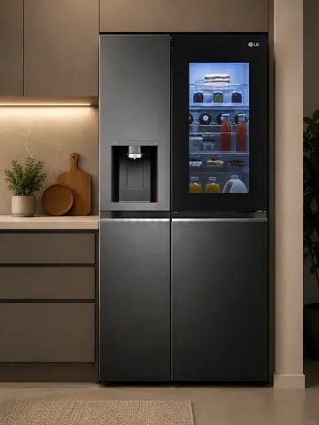 InstaView ,705L , Door-in-Door, Four Door Refrigerator, Hygeine Fresh , Matte Black