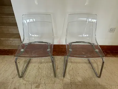 Set of 2 Clear Acrylic Modern Dining Chairs with Chrome Legs