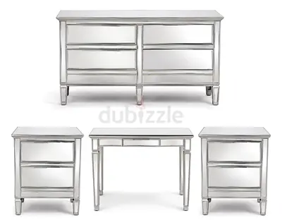 Room set bed vanity drawer and night stands