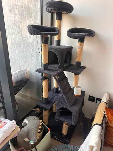 Large multi-level cat tree with scratching posts