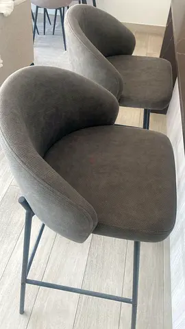 1 x Grey Upholstered Bar Stools with Backrest