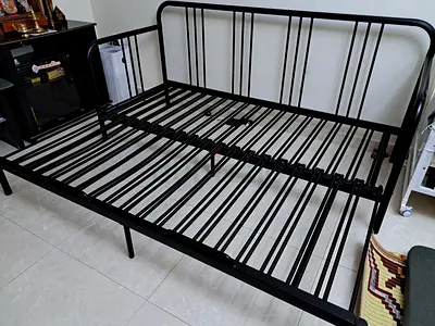 Sturdy Black Metal Double Bed Frame (No Mattress) - Good Condition