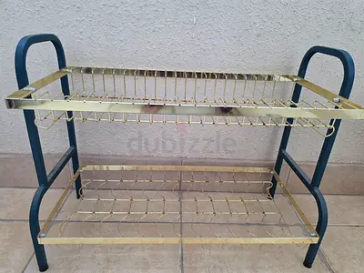 2-tier Metal Dish Drying Rack (Gold  Gray) - Good Condition