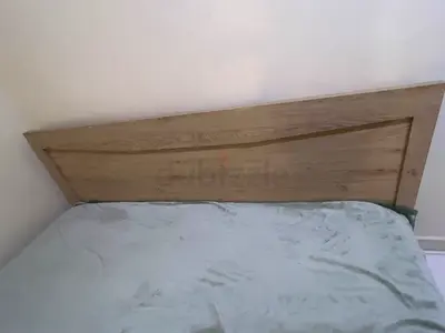 King size wooden bed frame with headboard - light oak finish