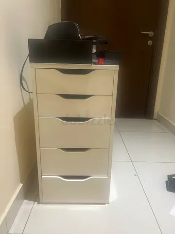 wood 5-Drawer Office Storage Cabinet - white