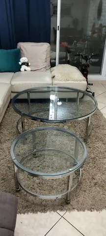 Luxurious Modern Nesting Coffee Tables with Glass Top