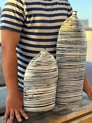 Modern Square Base Ceramic Decorative Vase