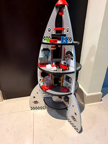 Wooden Play Rocket Ship with Interior Play Areas - Good Condition