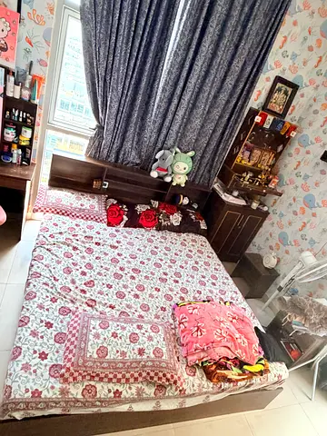 Double bed with headboard, side cabinets and Dressing table.  good condition