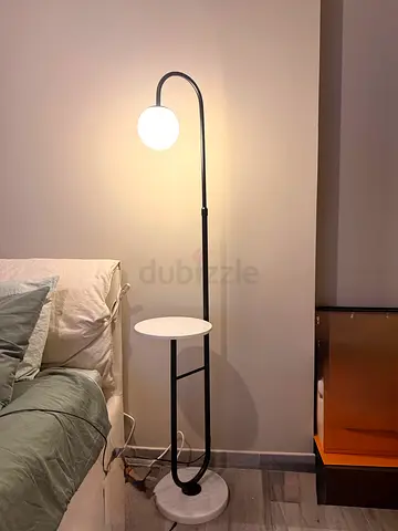 Shaghaf Modern black floor lamp night stand with white globe