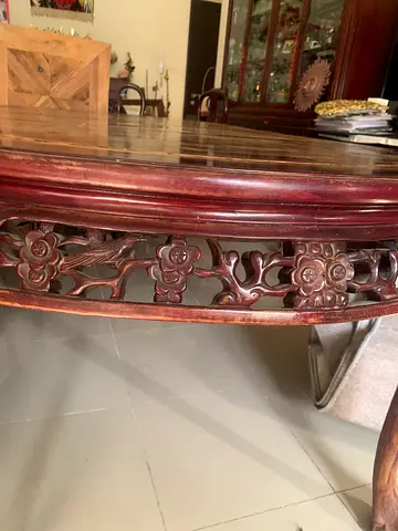 Solid Wood Antique Oval Dining Table with 8 chairs Carved Legs