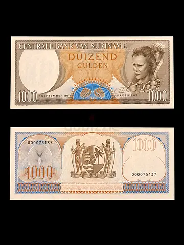 Suriname 1000 Gulden Banknote (Duizend Gulden) - Vintage Collectible