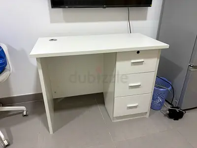 White Office Desk with 3 Drawers - Compact Study Table