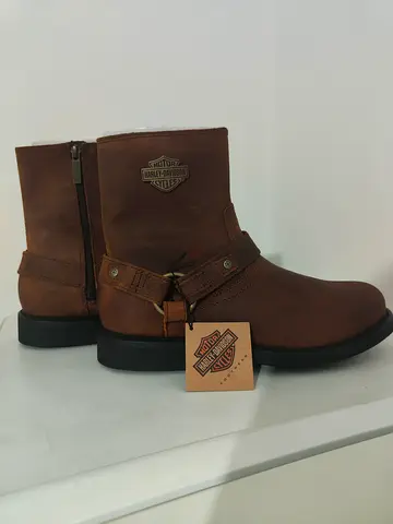 Harley-Davidson Brown Leather Biker Ankle Boots for SALE