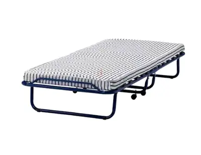Two Foldable Guest Single Beds with Mattress - Compact Trundle Style