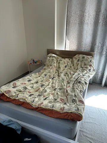 Twin wooden bed frame with mattress 120x200