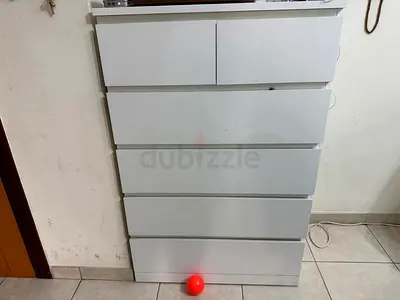 White 6-Drawer Tall Dresser — Good Condition