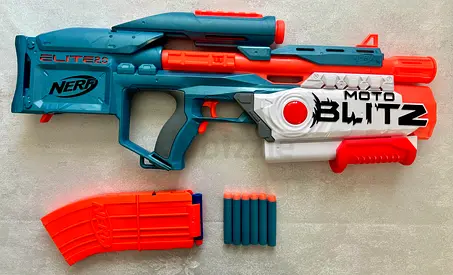 Nerf Elite 2.0 Motoblitz CS-10 Blaster, Motorised 10-Darts + Airblitz 6 Darts At Once w/ batteries