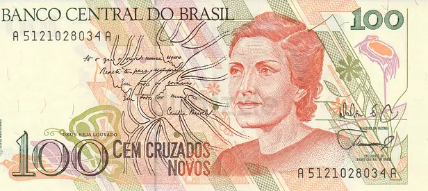 BRAZIL 100 CRUZEIROS BANKNOTE 1990