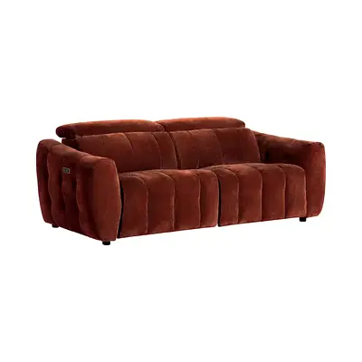 Terracotta velvet tufted 3 seater sofa