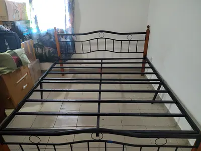 Metal and Wood Queen Size Bed Frame