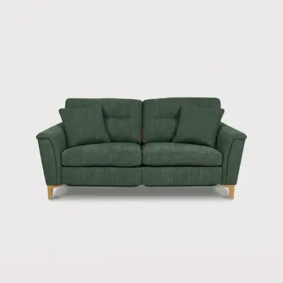 Padded armrests green linen fabric loveseat