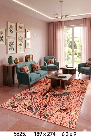 6x9 ft Afghan hand knotted  Floral and Bird Pattern Rug 189 x 274 cm living room rug