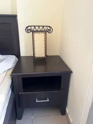 2 Two Dark wood bedside nightstand with drawer and open shelf