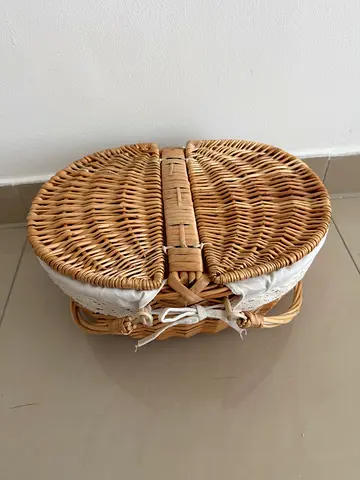 Wicker Picnic Basket with Fabric Lining - Perfect Condition