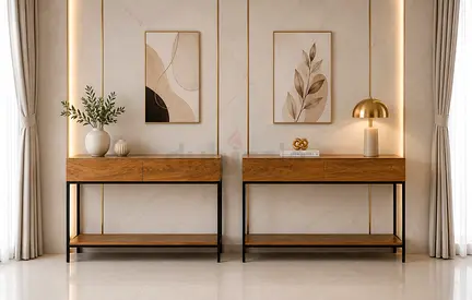 West Elm Solid Wood Two Console Tables