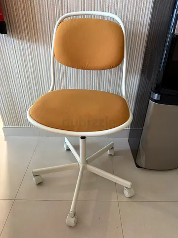 Ikea White metal swivel chair with beige cushion — flawless condition