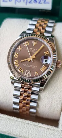 Rolex Datejust 31mm. Rosegold/Steel chocolate diamond VI dial. FULL SET.