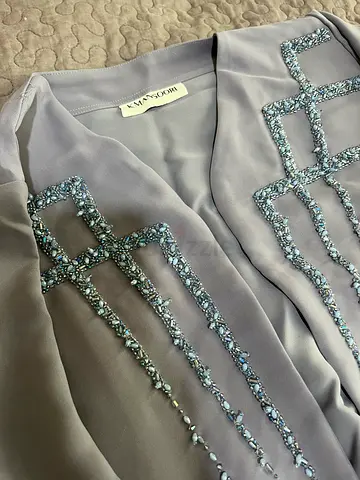 Light grey embellished abaya / kaftan - gently used