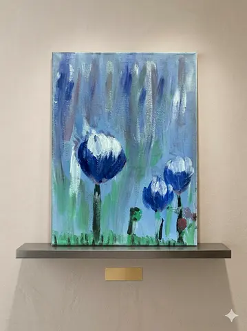 Original Acrylic Floral Painting on Canvas — Blue Tulips