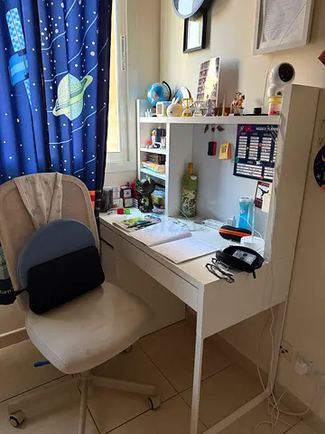 IKEA white kids study desk with hutch and chair - good condition. Ready to sell after 1st July